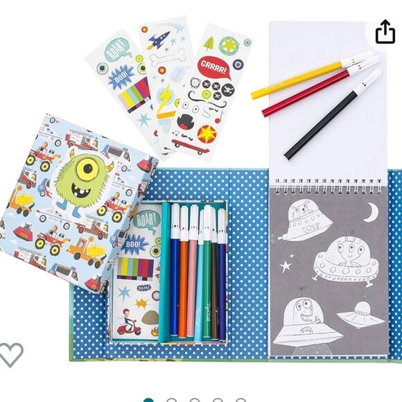 2pc lot Tiger Tribe Coloring Set Adventure & Mermaid Take Along Travel Art Kit - Picture 6 of 10